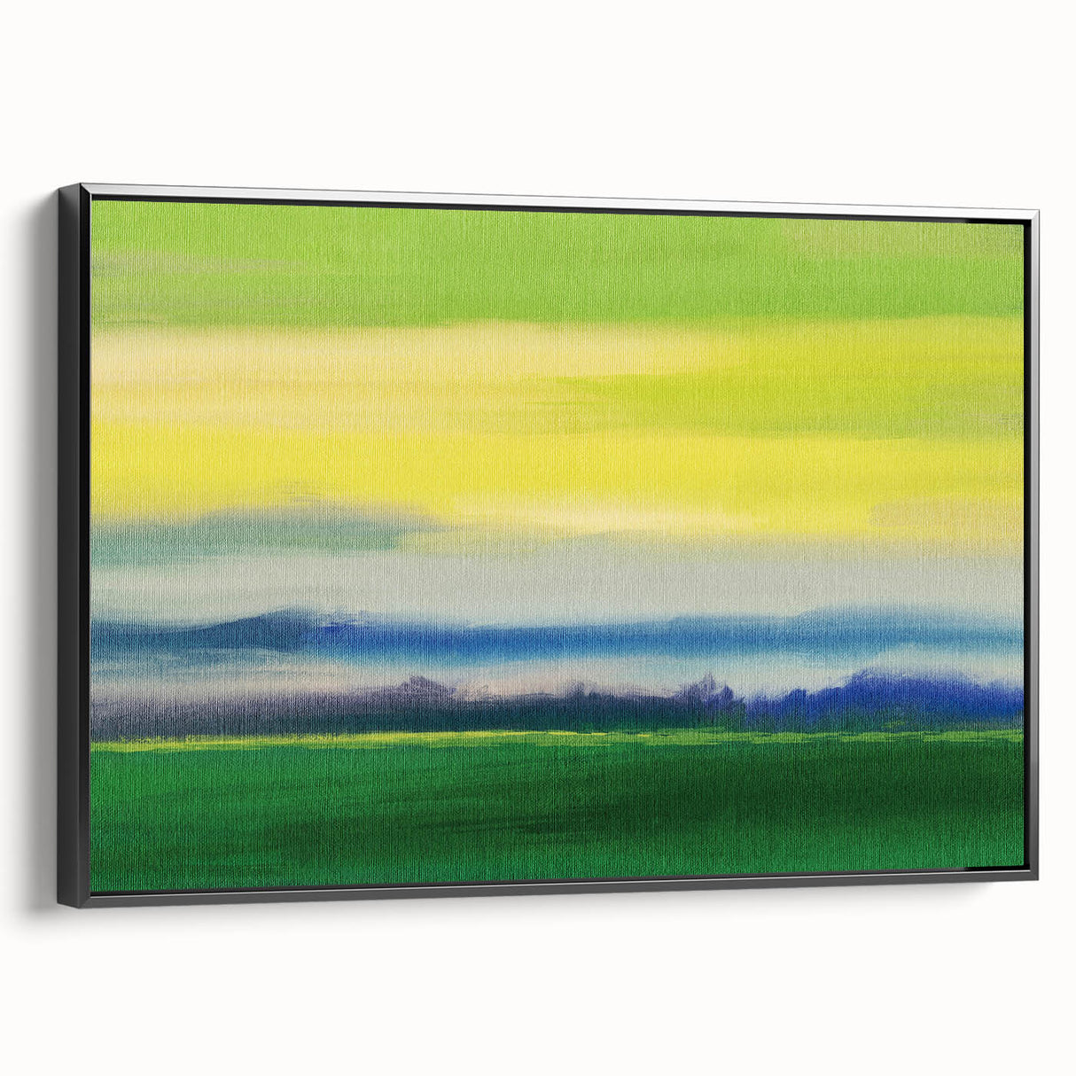 Contemporary Minimalist Nature Art – Green Field Under Yellow Sky