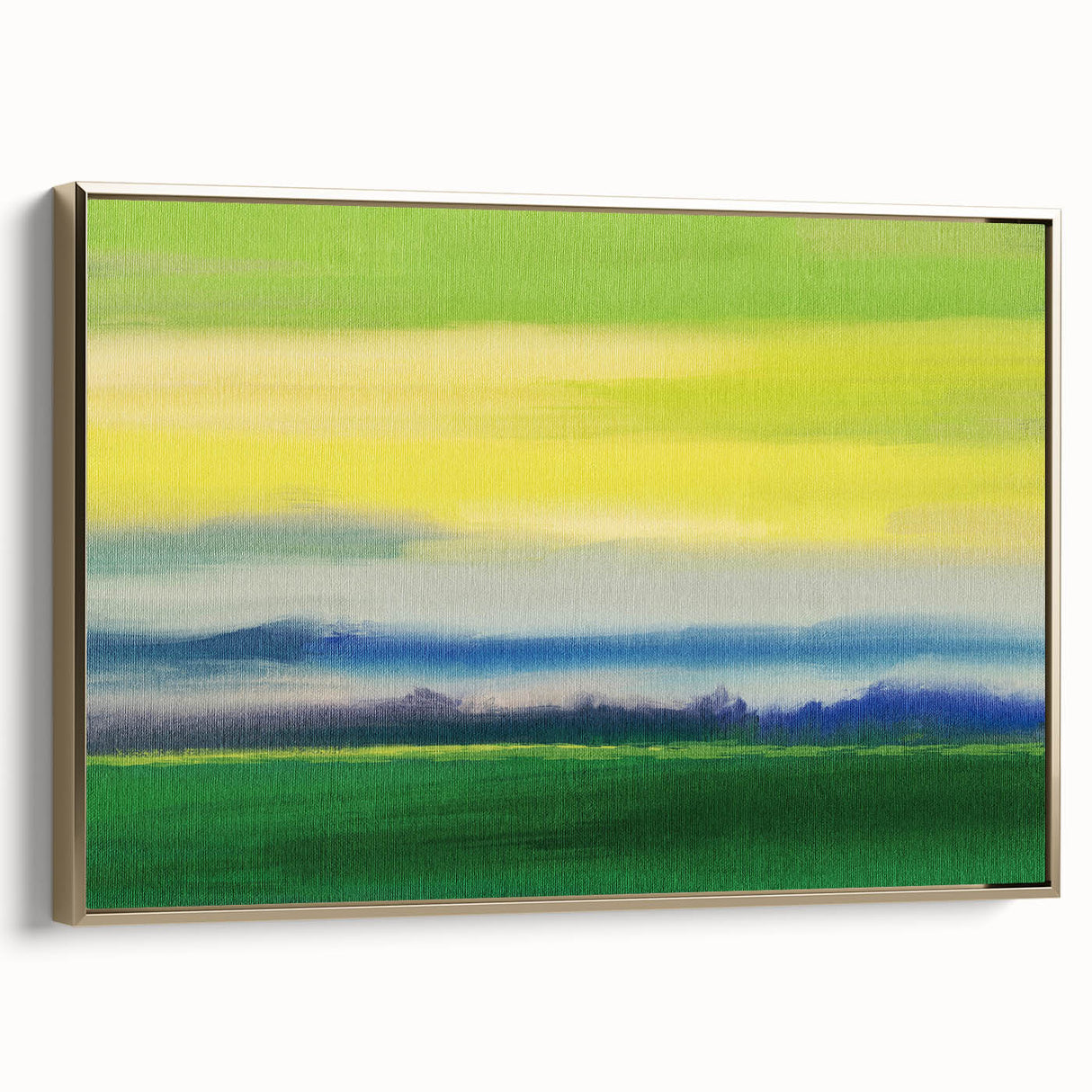 Contemporary Minimalist Nature Art – Green Field Under Yellow Sky