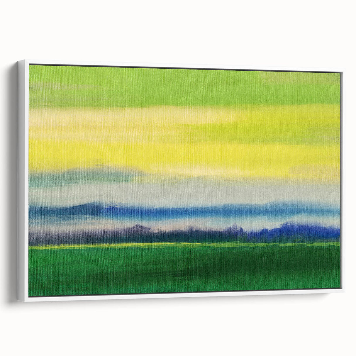Contemporary Minimalist Nature Art – Green Field Under Yellow Sky