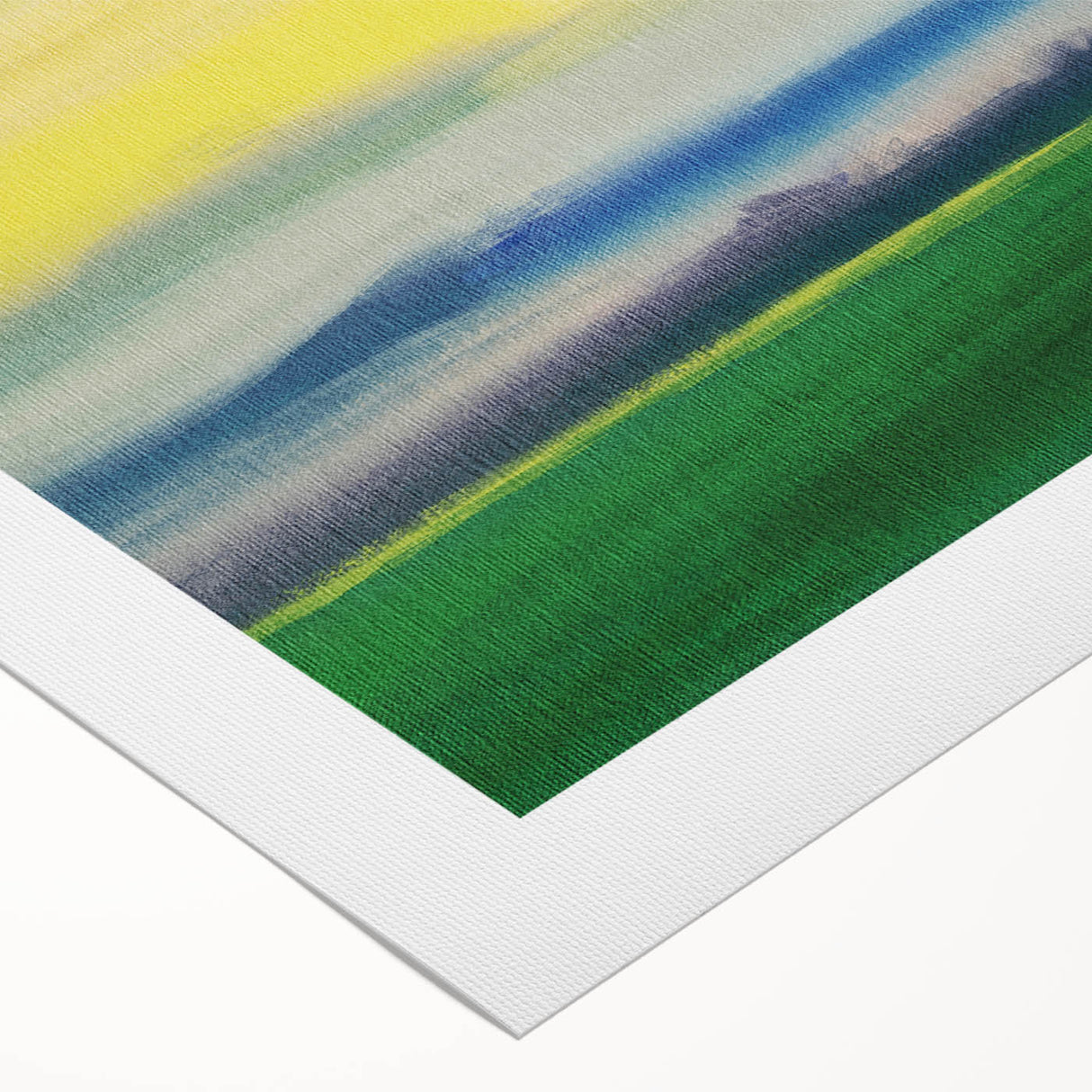 Contemporary Minimalist Nature Art – Green Field Under Yellow Sky