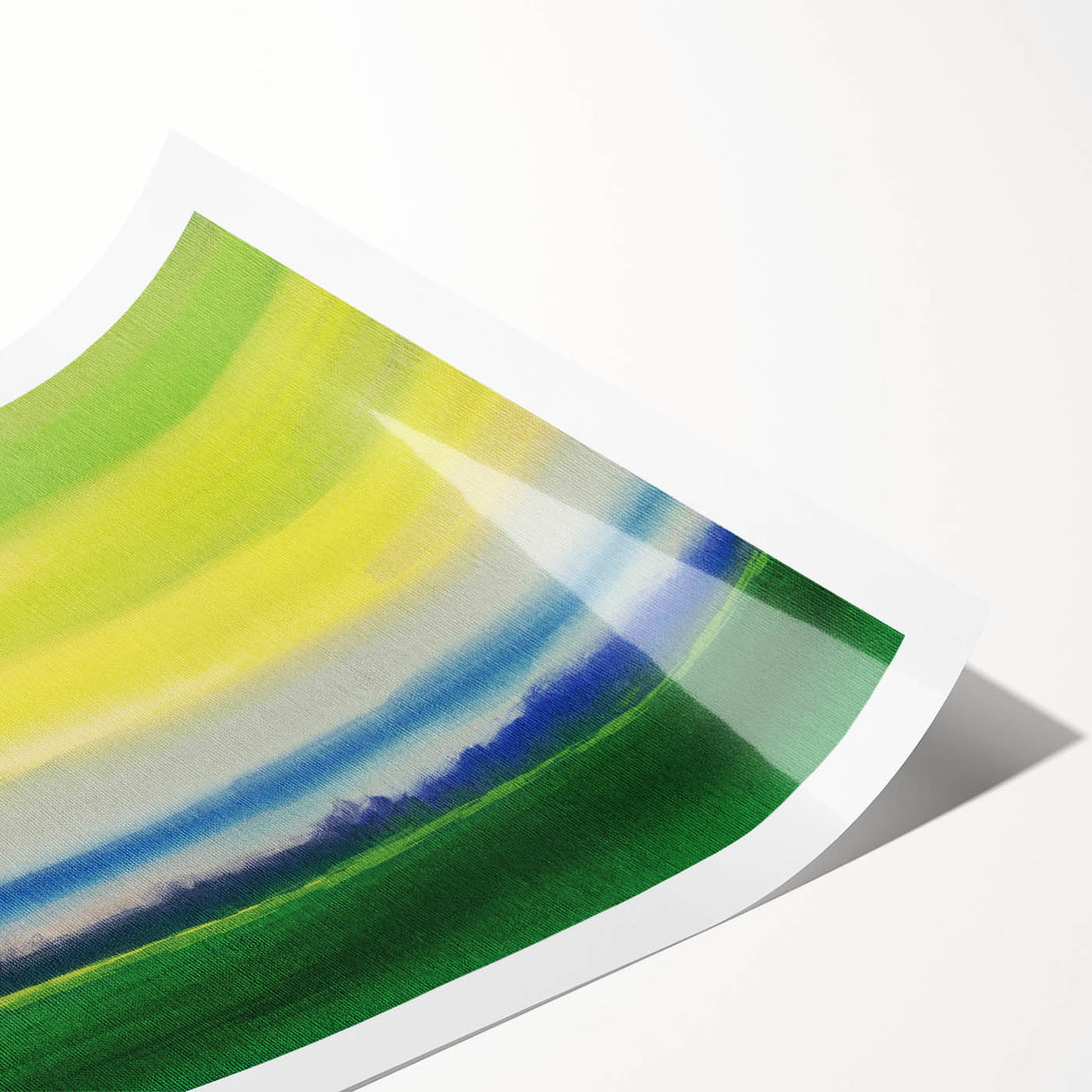 Contemporary Minimalist Nature Art – Green Field Under Yellow Sky