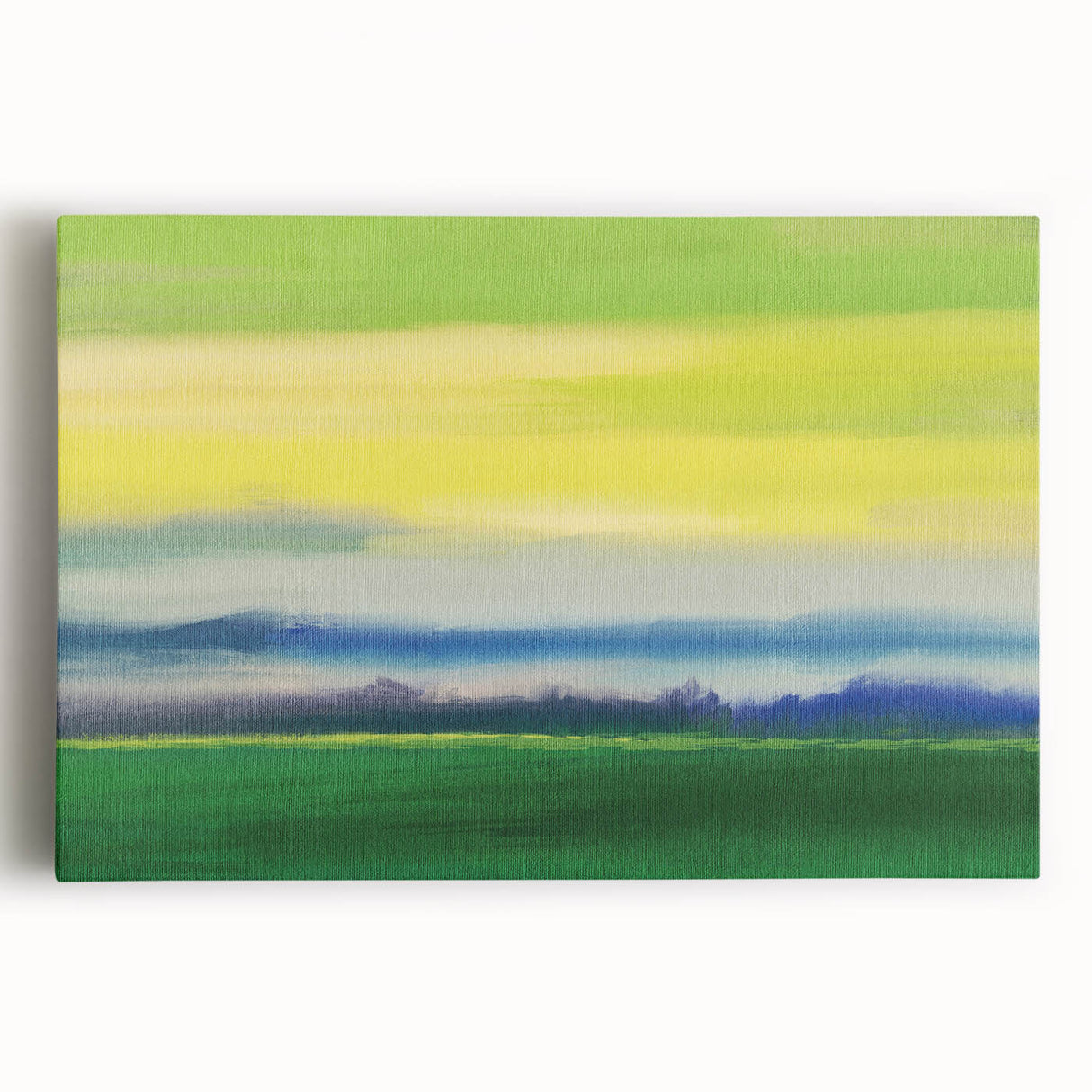 Contemporary Minimalist Nature Art – Green Field Under Yellow Sky