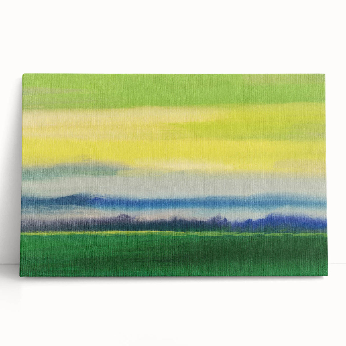 Contemporary Minimalist Nature Art – Green Field Under Yellow Sky