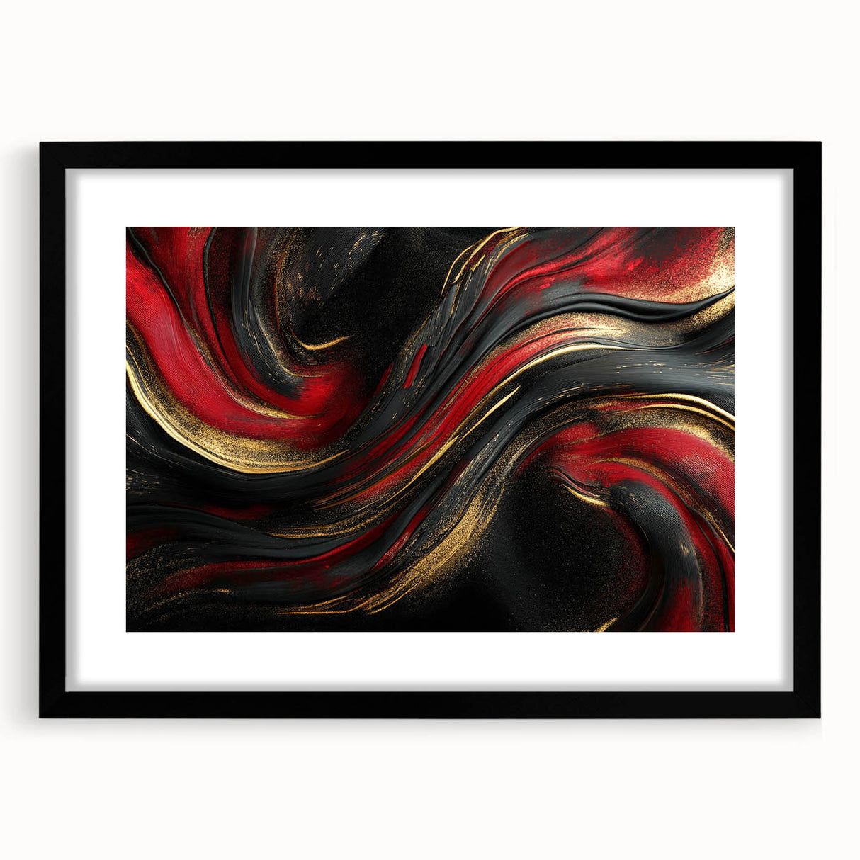 Luxury Black & Red Abstract Painting – Bold Modern Wall Art