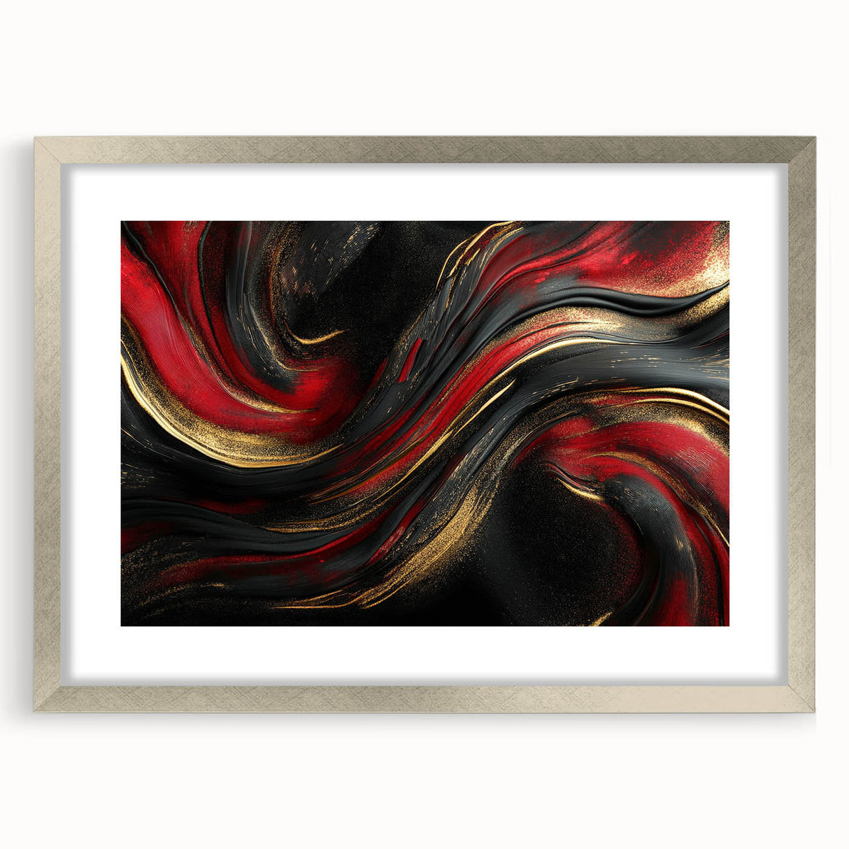 Luxury Black & Red Abstract Painting – Bold Modern Wall Art