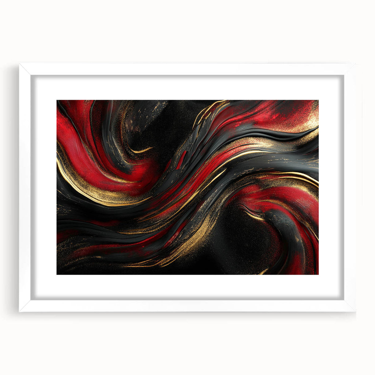 Luxury Black & Red Abstract Painting – Bold Modern Wall Art