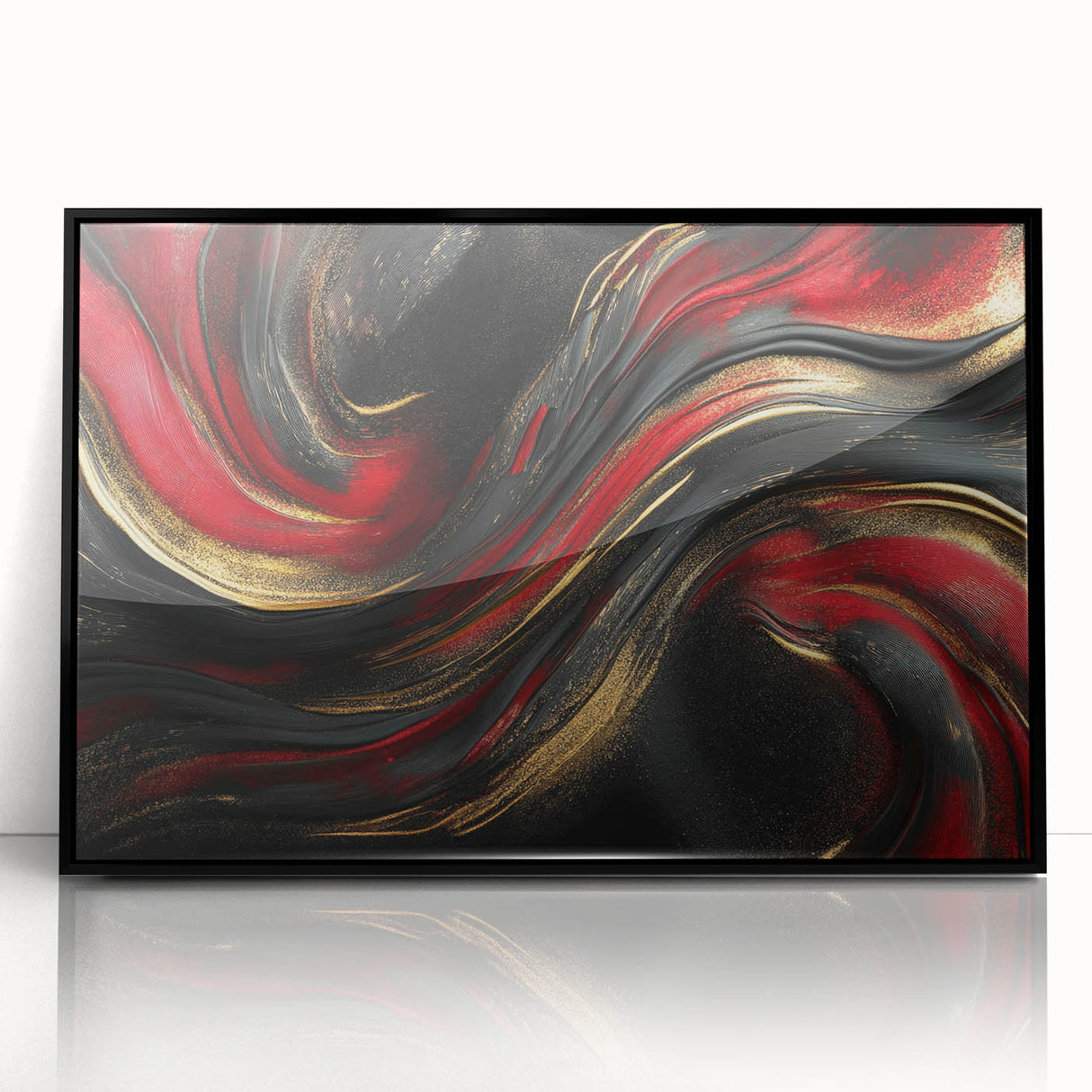 Luxury Black & Red Abstract Painting – Bold Modern Wall Art