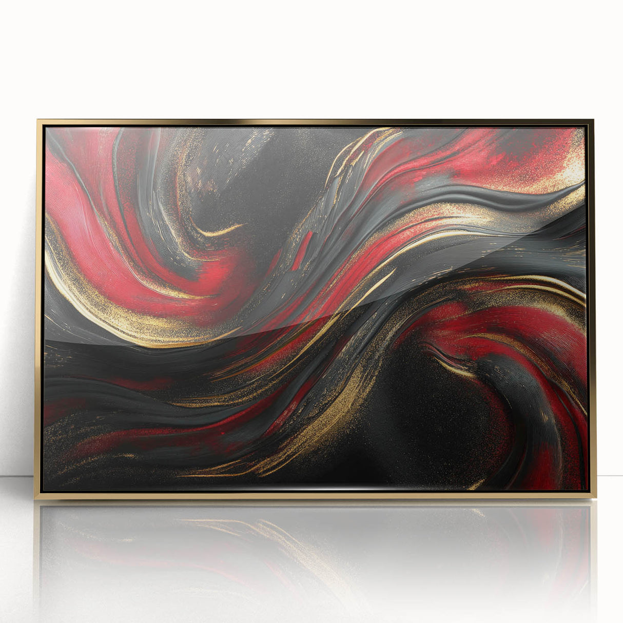 Luxury Black & Red Abstract Painting – Bold Modern Wall Art