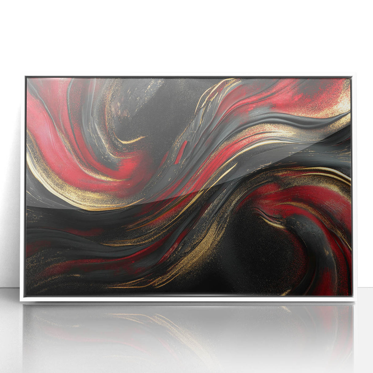 Luxury Black & Red Abstract Painting – Bold Modern Wall Art