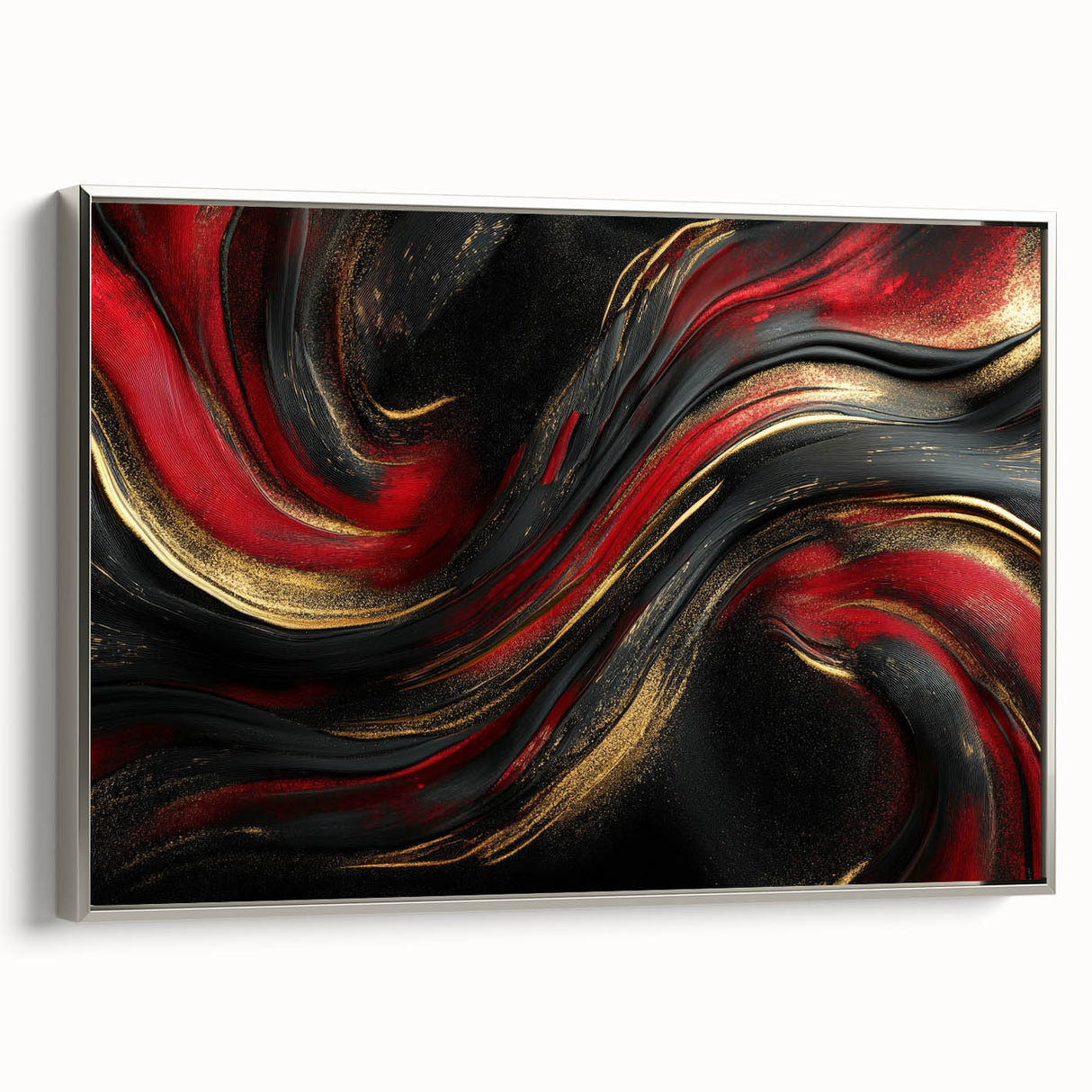 Luxury Black & Red Abstract Painting – Bold Modern Wall Art