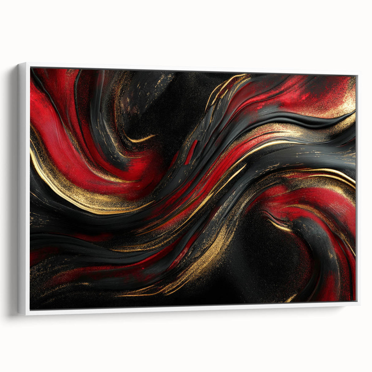 Luxury Black & Red Abstract Painting – Bold Modern Wall Art
