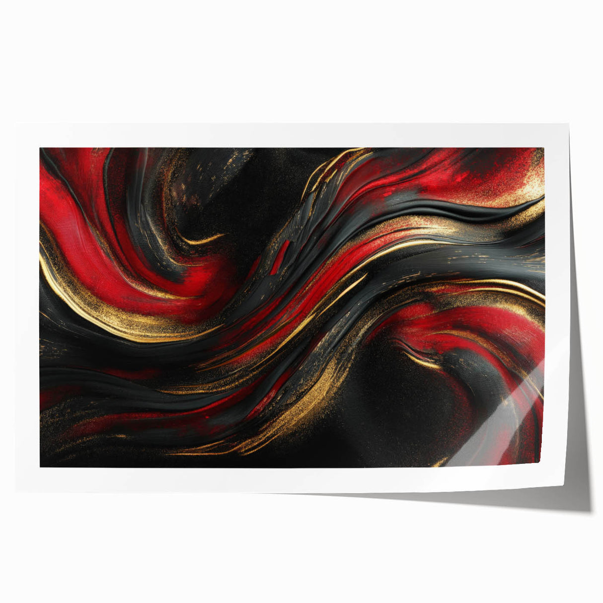 Luxury Black & Red Abstract Painting – Bold Modern Wall Art