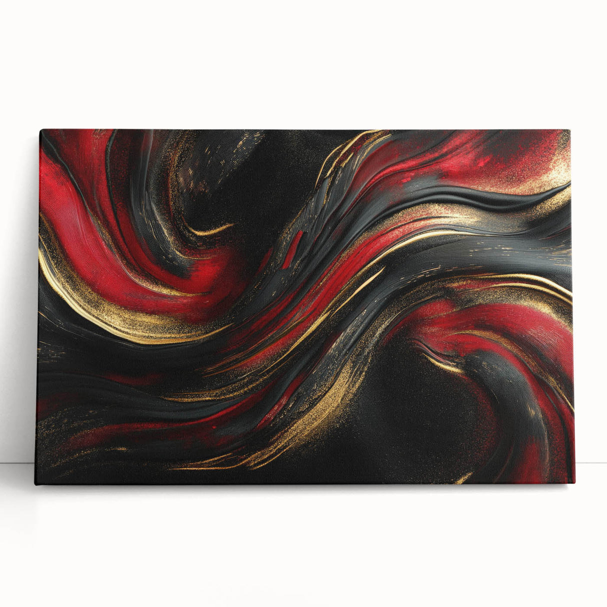 Luxury Black & Red Abstract Painting – Bold Modern Wall Art