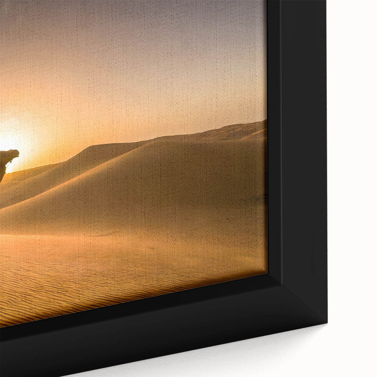 Modern Minimalist Landscape Prints – Camel at Golden Desert Sunset