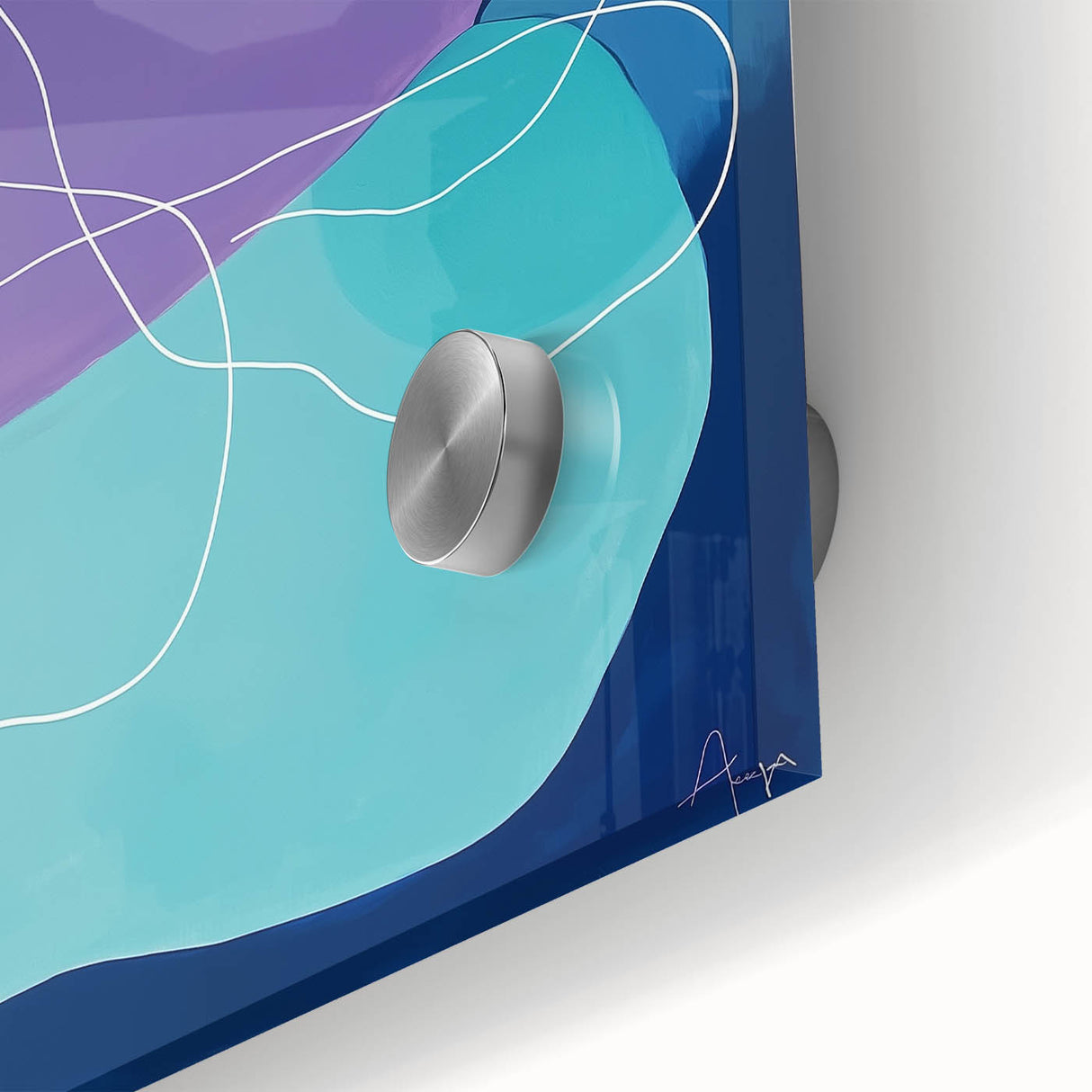 Geometric Abstract Paintings - Purple & Teal Modern Wall Art