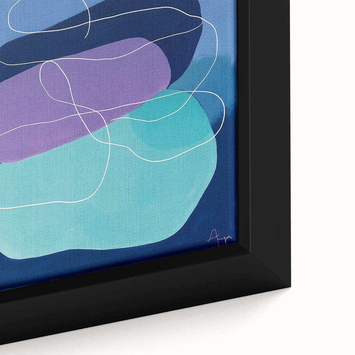 Geometric Abstract Paintings - Purple & Teal Modern Wall Art