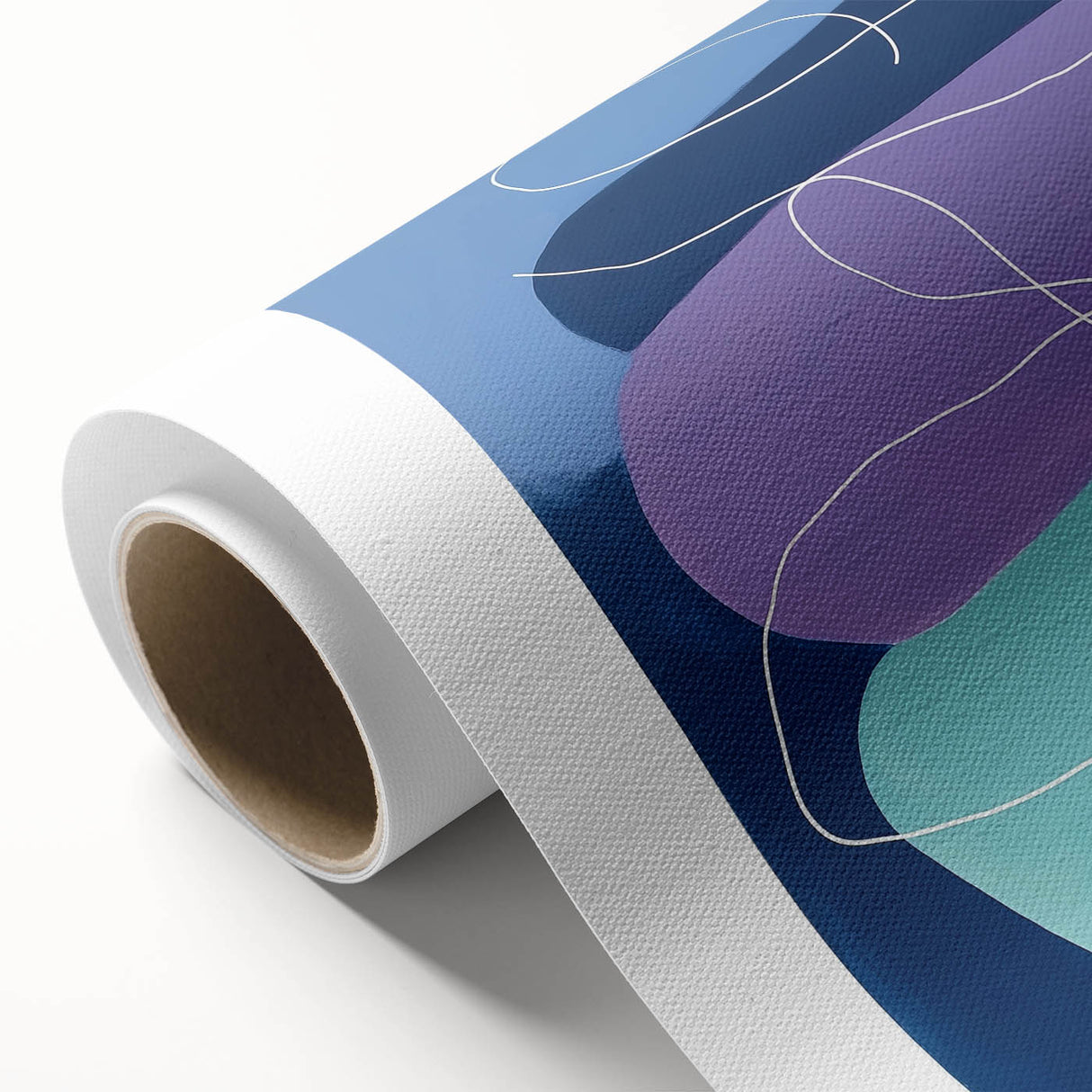 Geometric Abstract Paintings - Purple & Teal Modern Wall Art