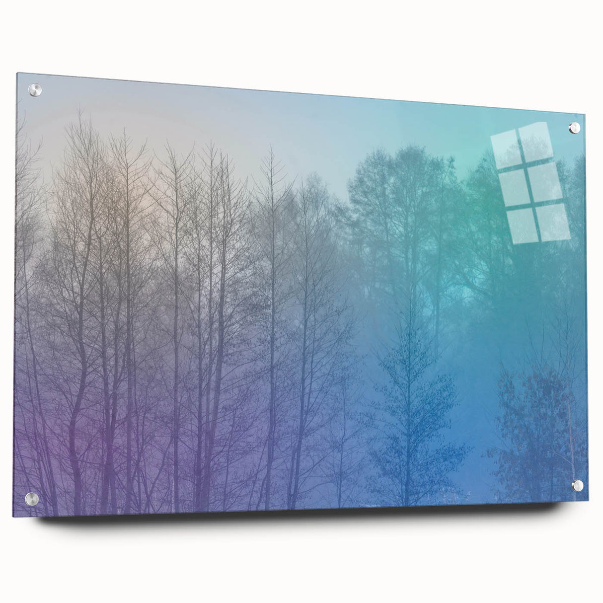 Abstract Minimalist Landscape Paintings – Lavender Misty Forest