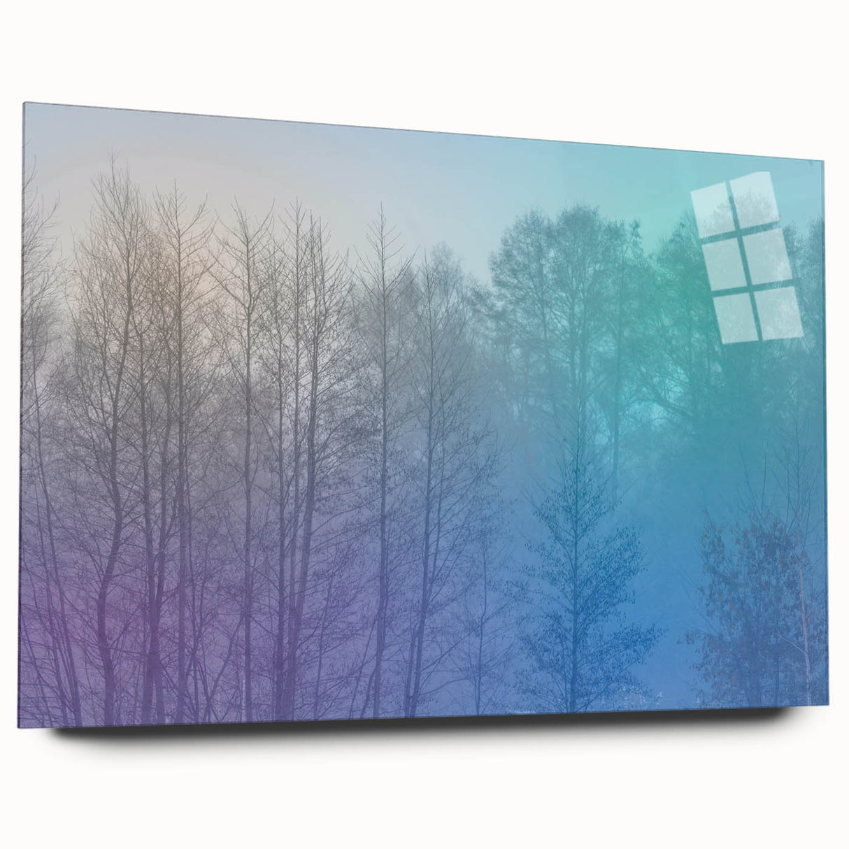 Abstract Minimalist Landscape Paintings – Lavender Misty Forest