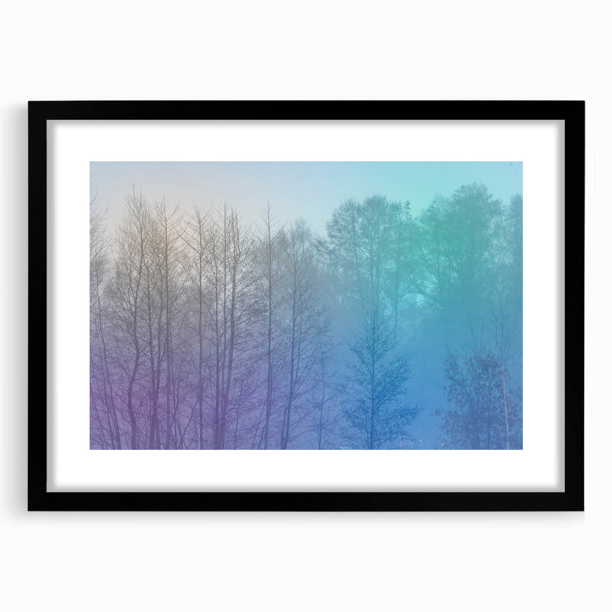 Abstract Minimalist Landscape Paintings – Lavender Misty Forest