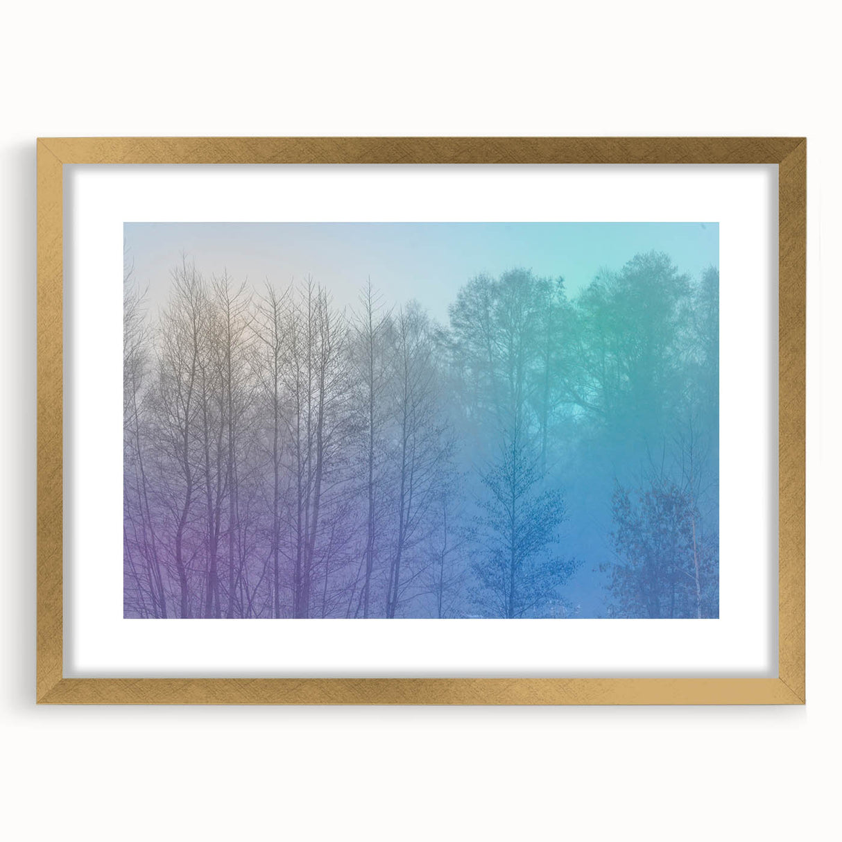 Abstract Minimalist Landscape Paintings – Lavender Misty Forest