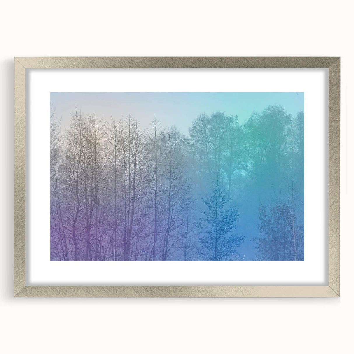 Abstract Minimalist Landscape Paintings – Lavender Misty Forest