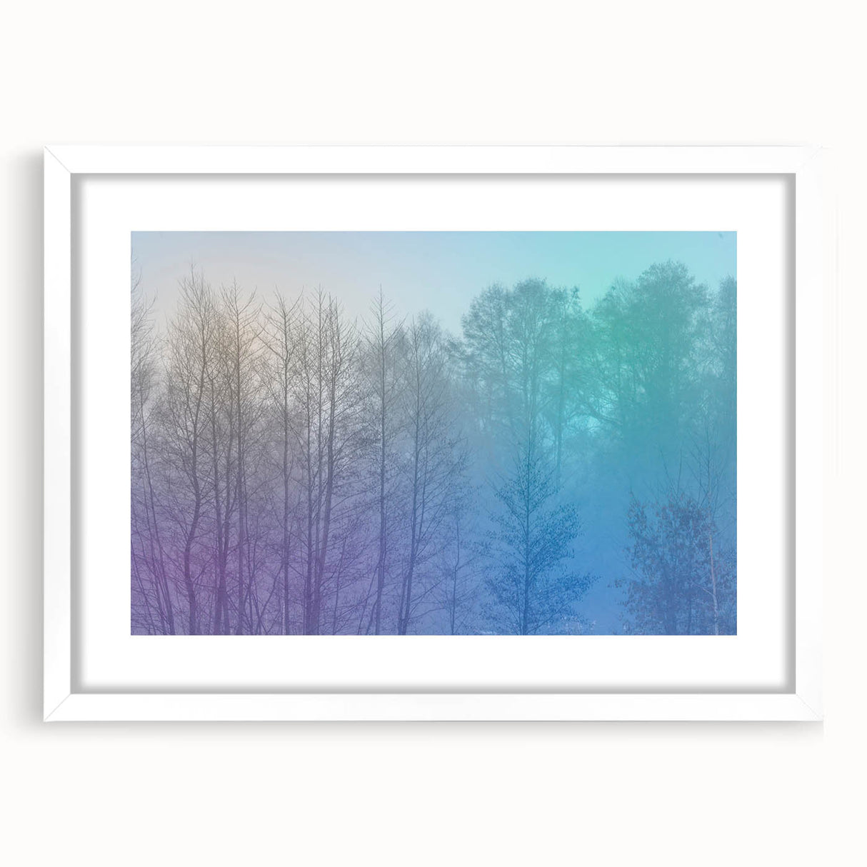 Abstract Minimalist Landscape Paintings – Lavender Misty Forest