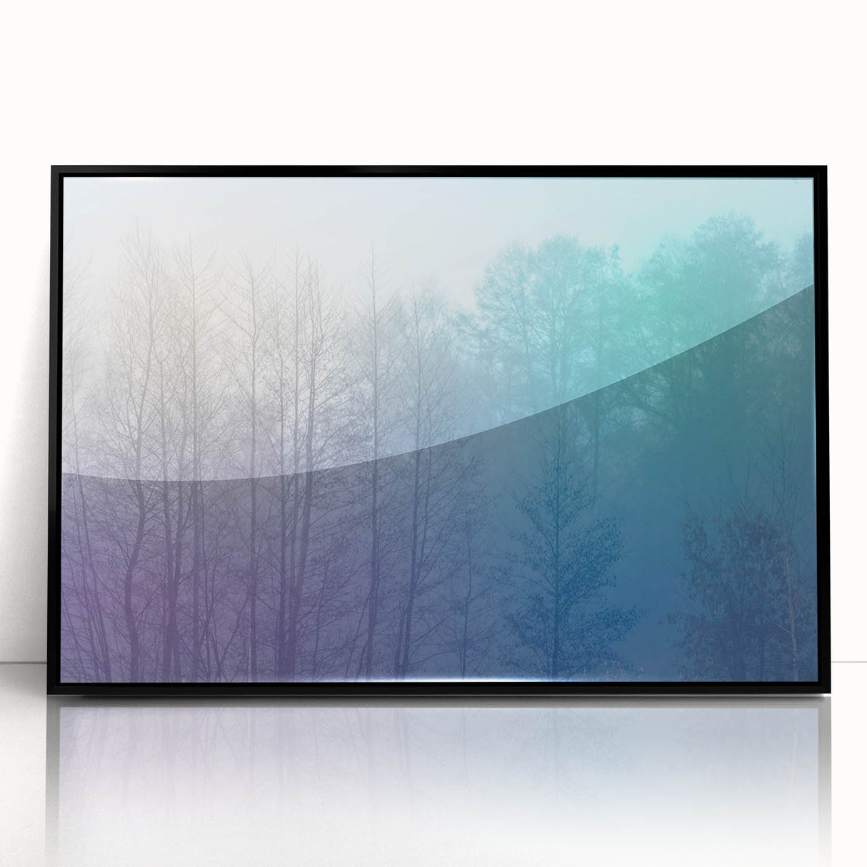 Abstract Minimalist Landscape Paintings – Lavender Misty Forest