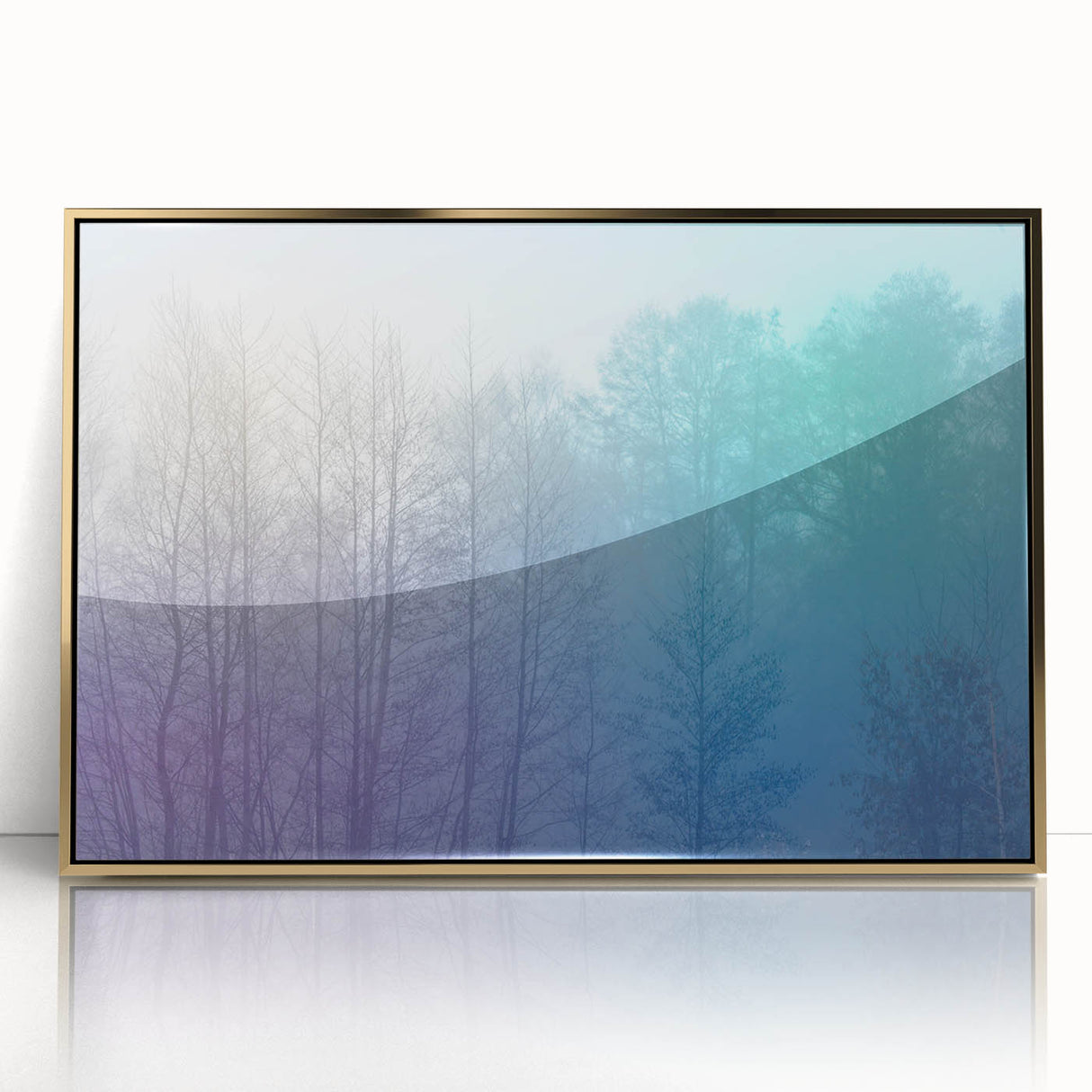 Abstract Minimalist Landscape Paintings – Lavender Misty Forest