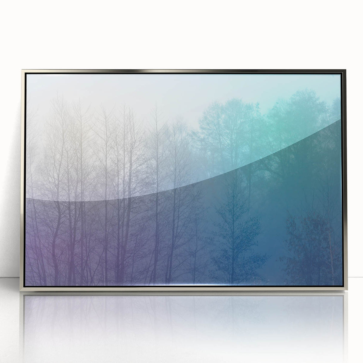 Abstract Minimalist Landscape Paintings – Lavender Misty Forest