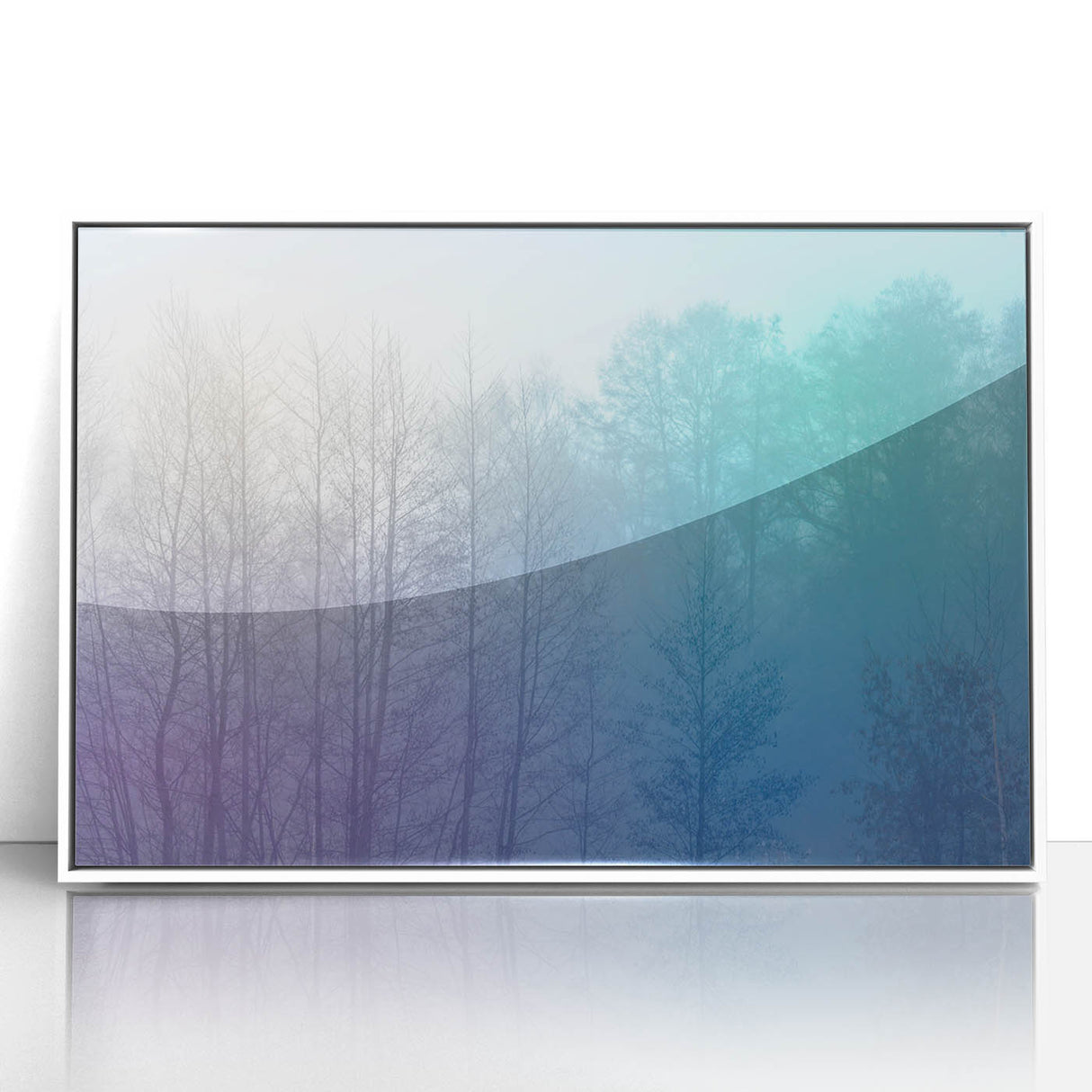 Abstract Minimalist Landscape Paintings – Lavender Misty Forest
