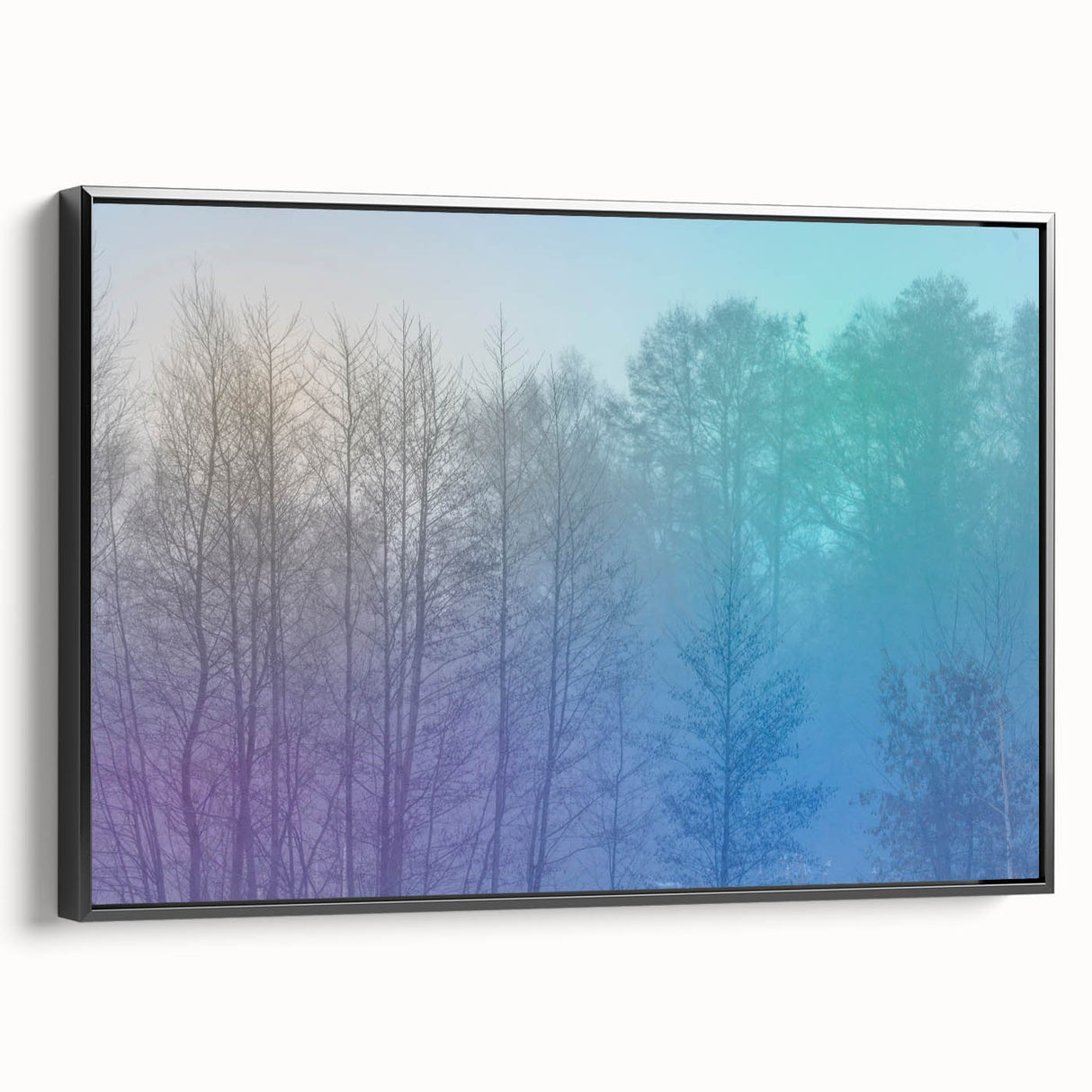 Abstract Minimalist Landscape Paintings – Lavender Misty Forest
