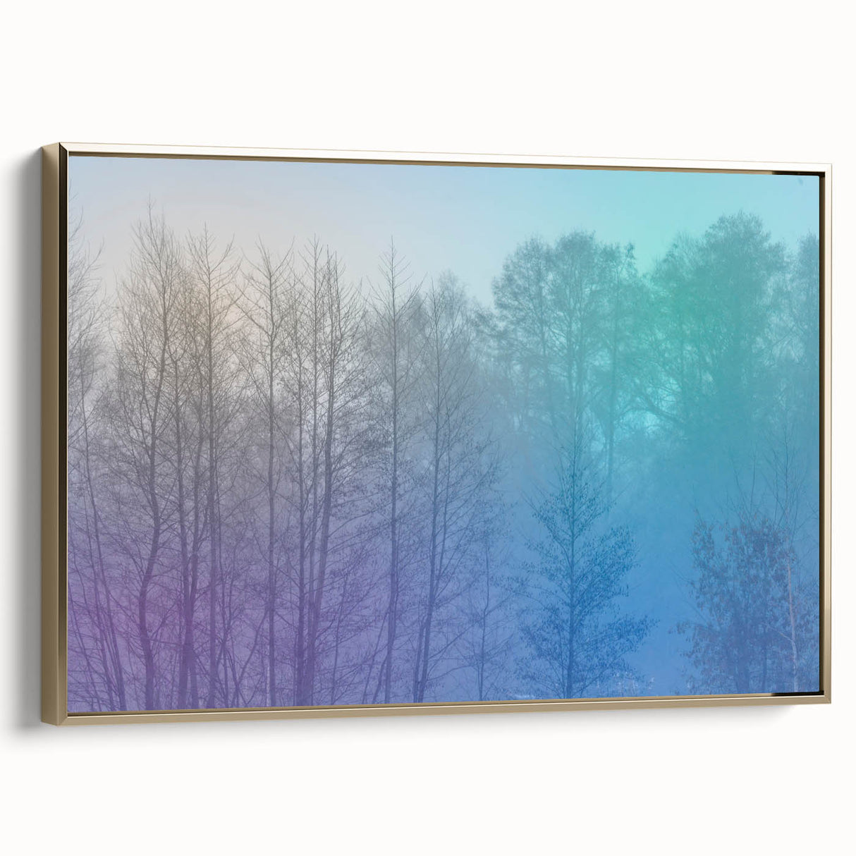 Abstract Minimalist Landscape Paintings – Lavender Misty Forest