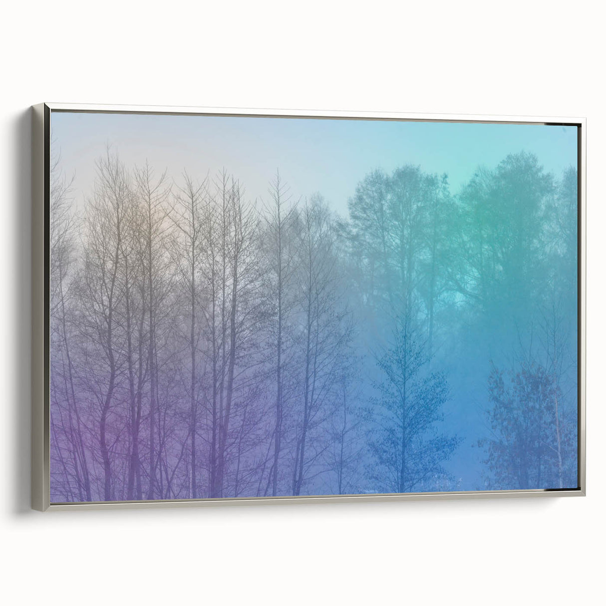 Abstract Minimalist Landscape Paintings – Lavender Misty Forest