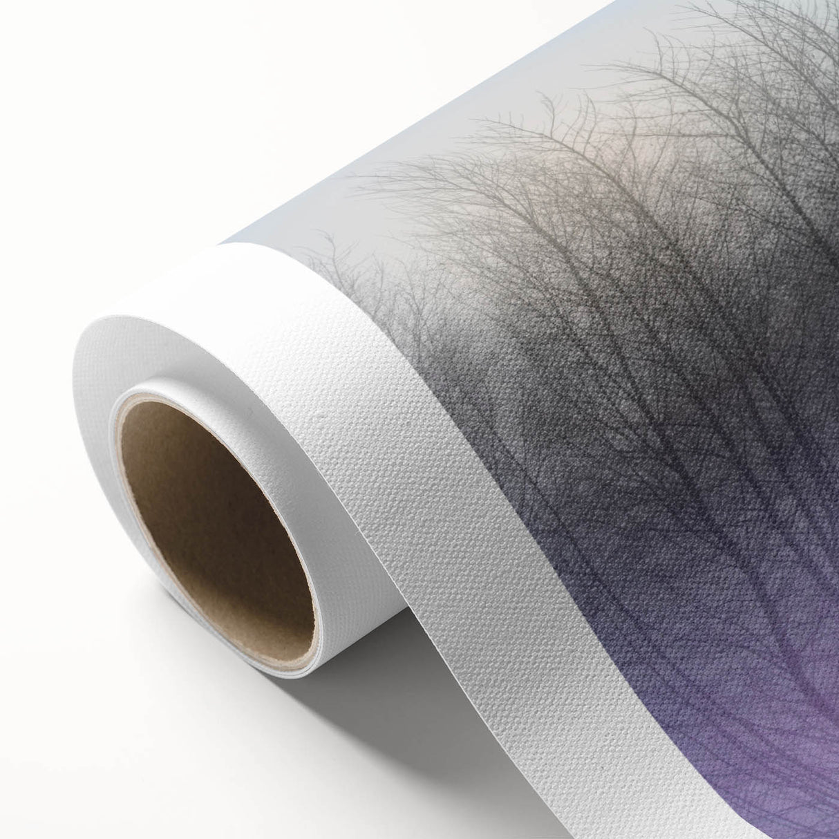 Abstract Minimalist Landscape Paintings – Lavender Misty Forest