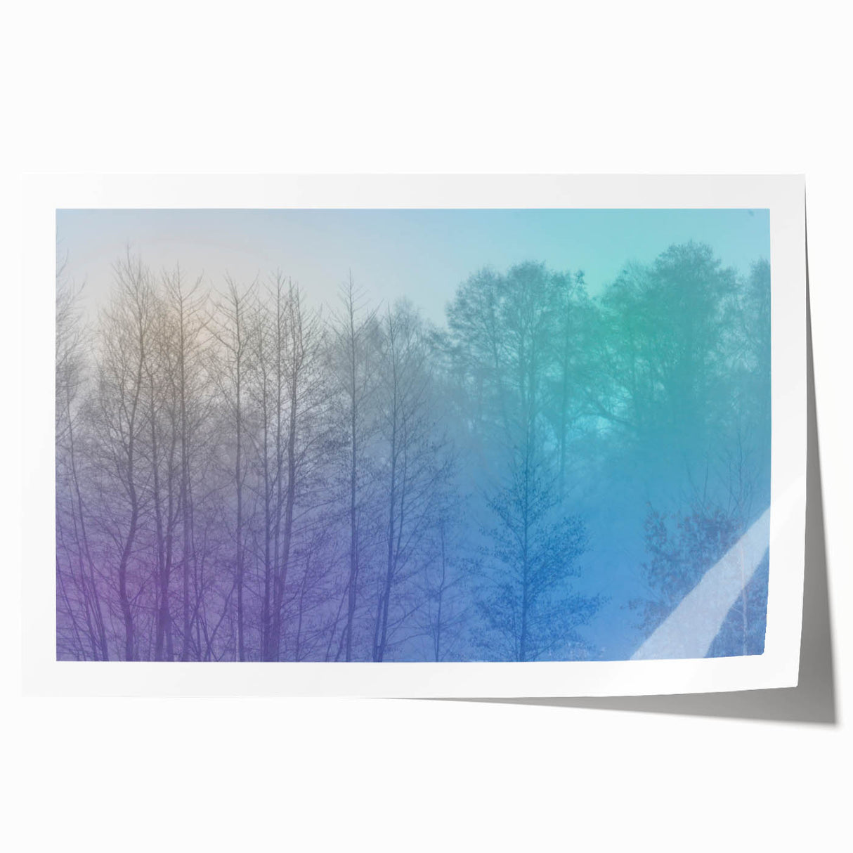 Abstract Minimalist Landscape Paintings – Lavender Misty Forest