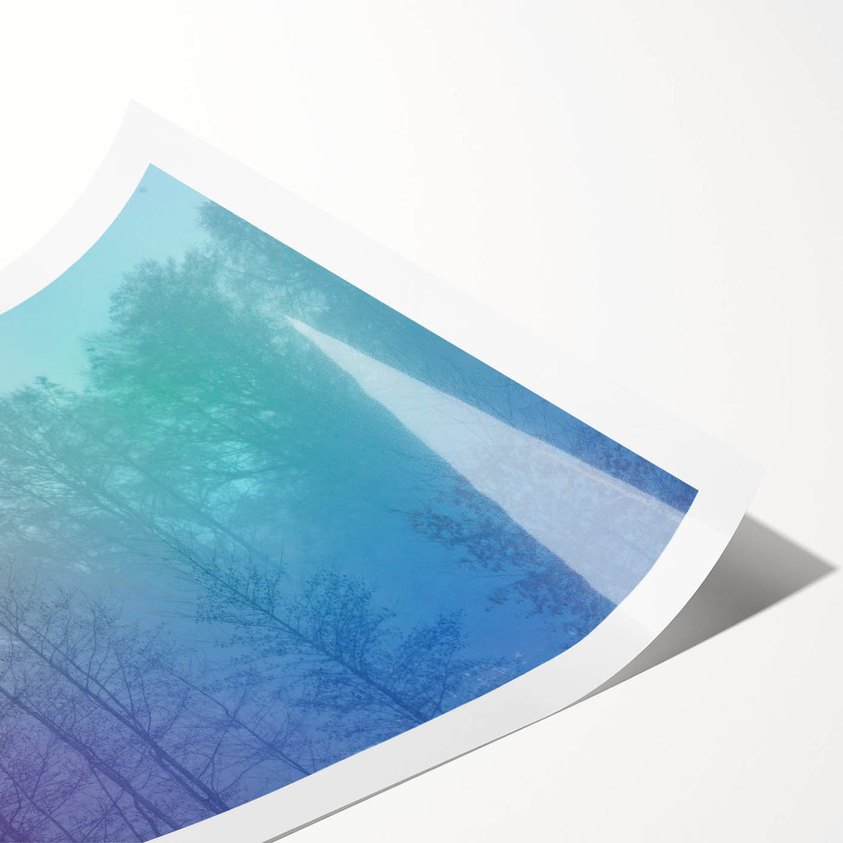 Abstract Minimalist Landscape Paintings – Lavender Misty Forest