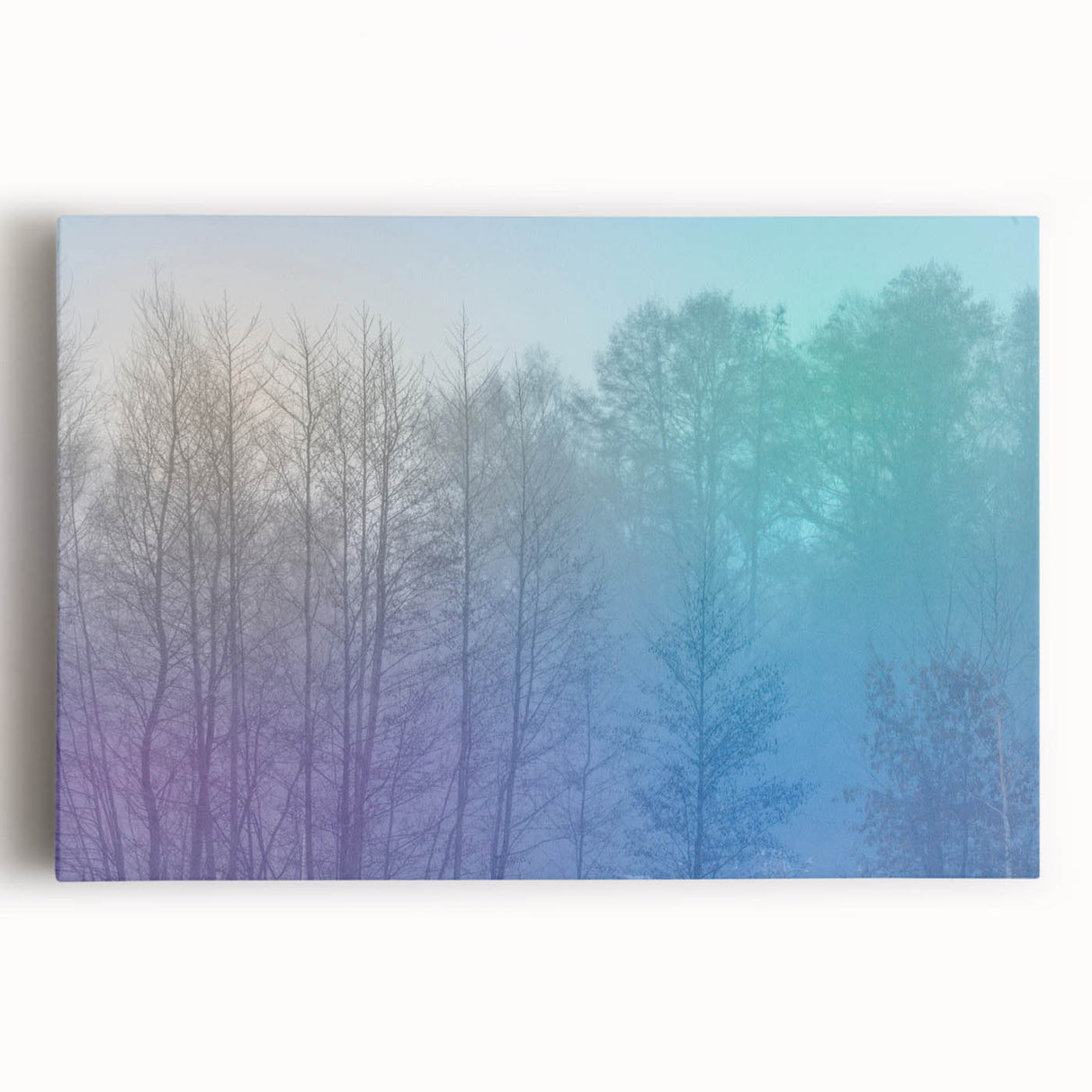 Abstract Minimalist Landscape Paintings – Lavender Misty Forest