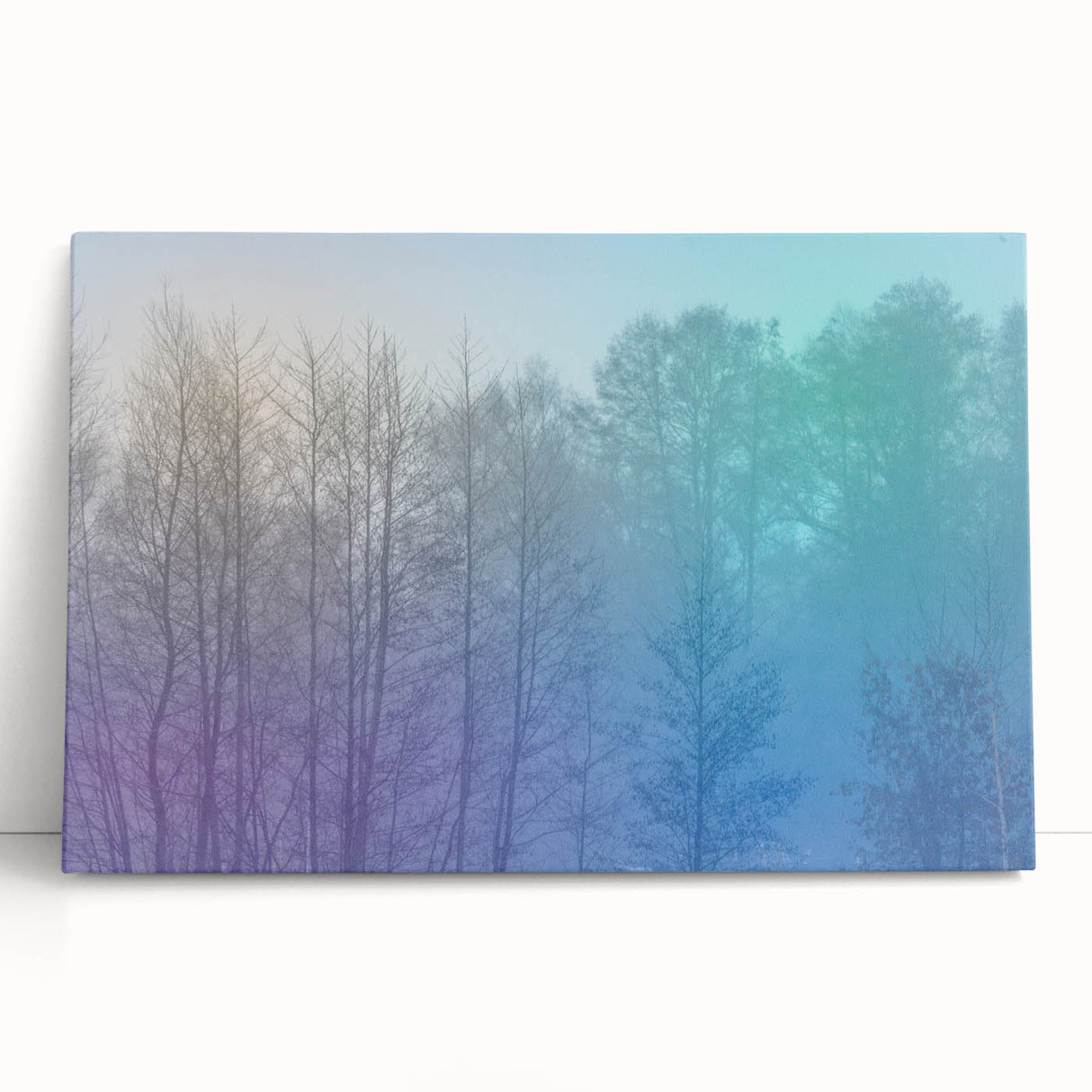 Abstract Minimalist Landscape Paintings – Lavender Misty Forest