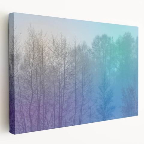 Abstract Minimalist Landscape Paintings – Lavender Misty Forest