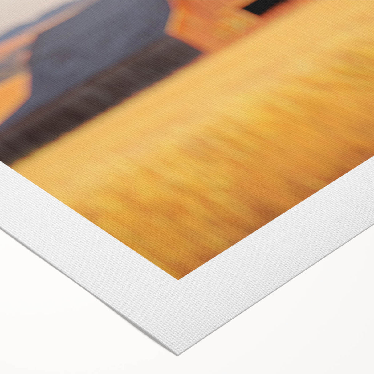 Minimalist Coastal Landscape Art – Blurred Barn in Golden Fields