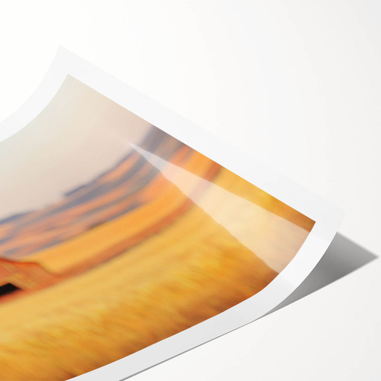 Minimalist Coastal Landscape Art – Blurred Barn in Golden Fields