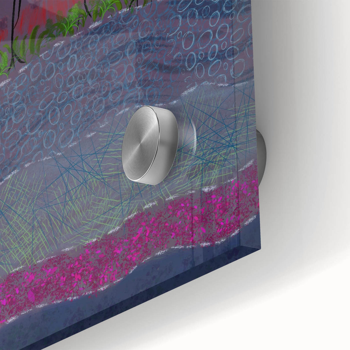 Abstract Minimalist Landscape Paintings – Forest Glow by Moonlight