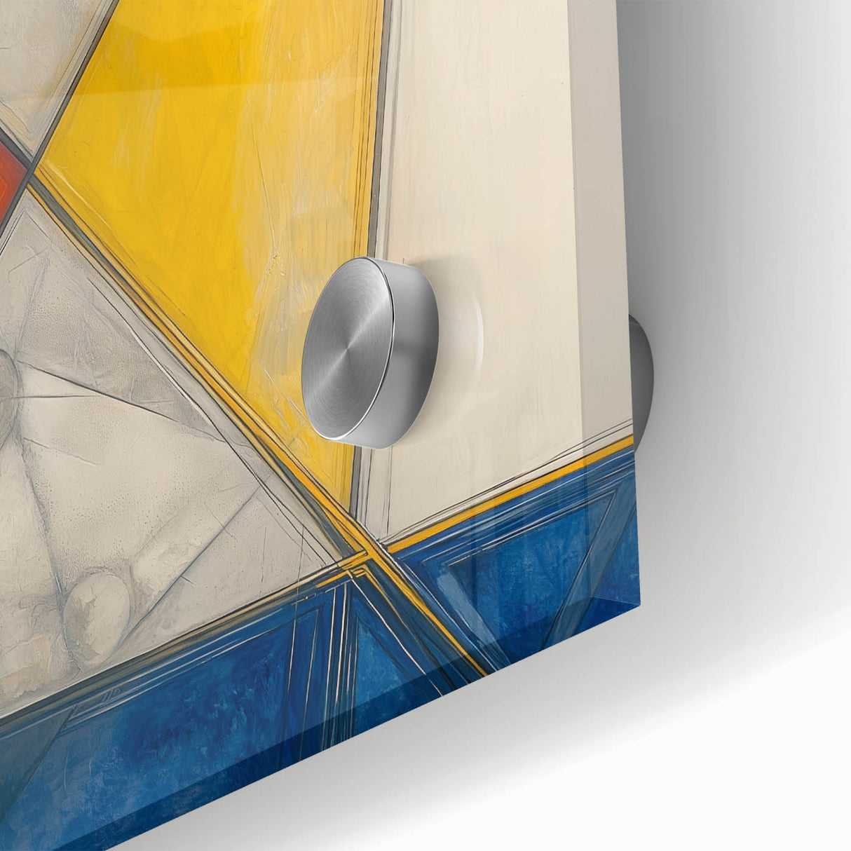 Geometric Abstract Paintings - Red, Yellow & Blue Modern Wall Art