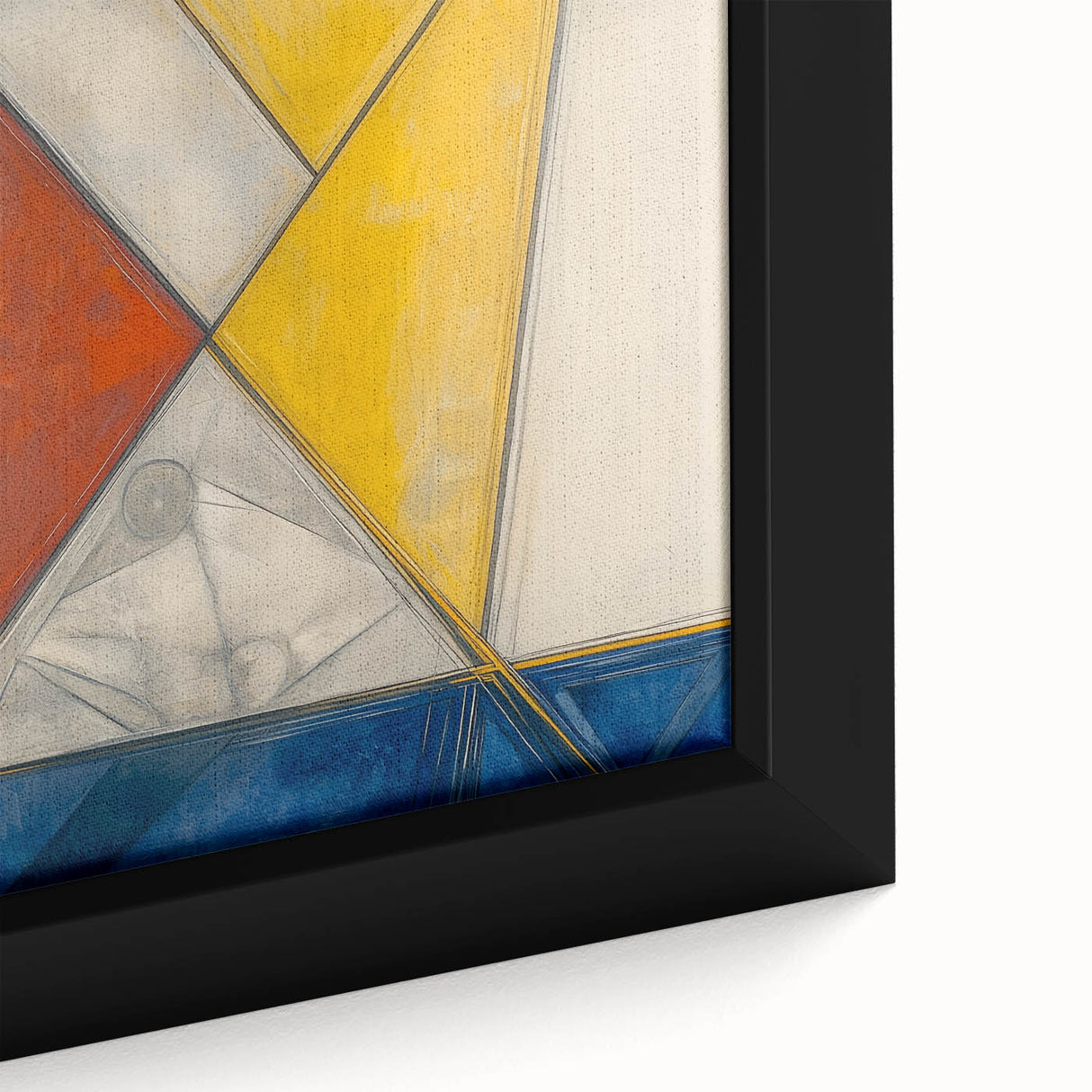 Geometric Abstract Paintings - Red, Yellow & Blue Modern Wall Art