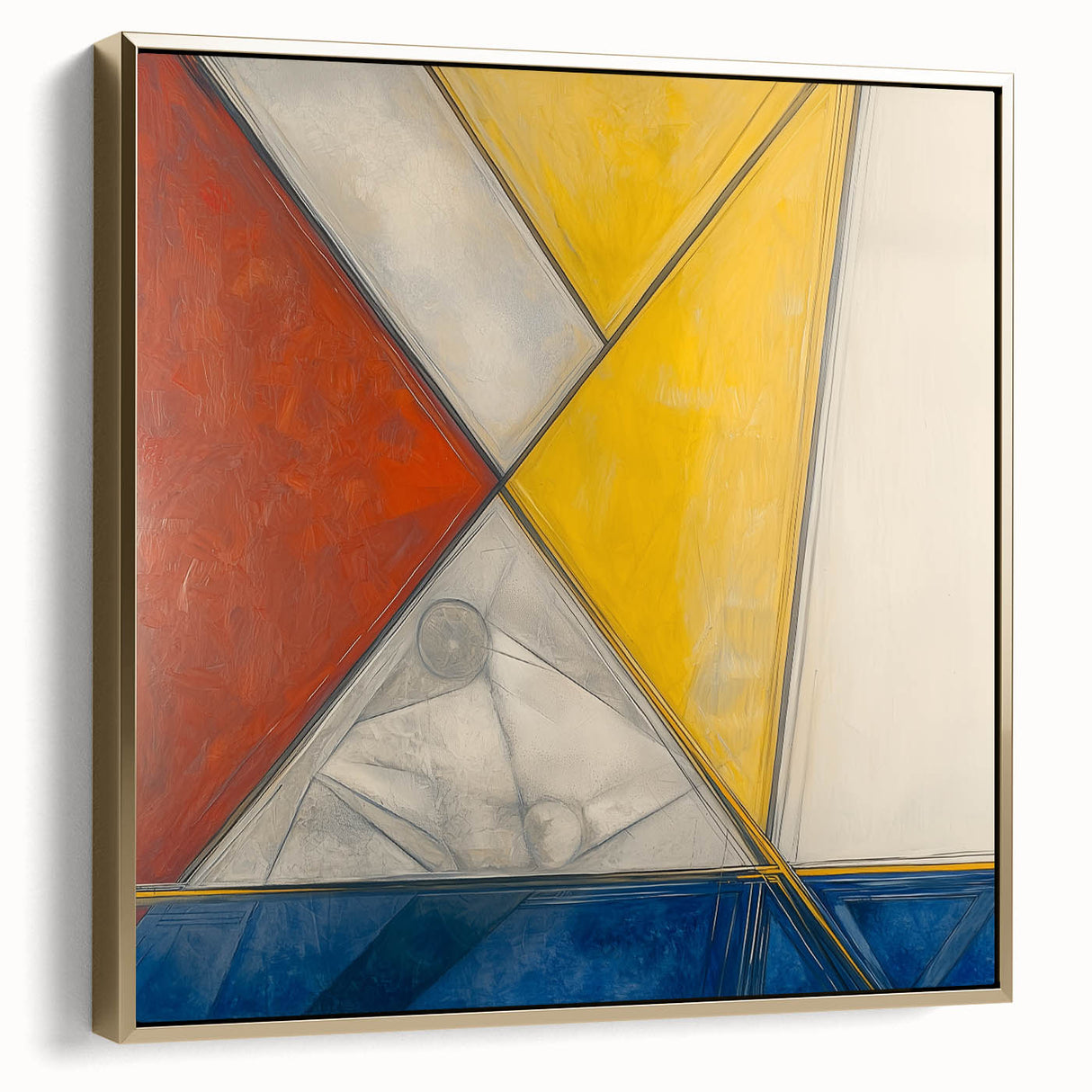 Geometric Abstract Paintings - Red, Yellow & Blue Modern Wall Art