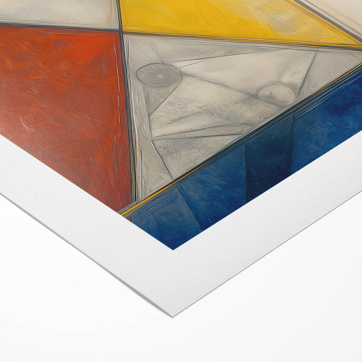 Geometric Abstract Paintings - Red, Yellow & Blue Modern Wall Art