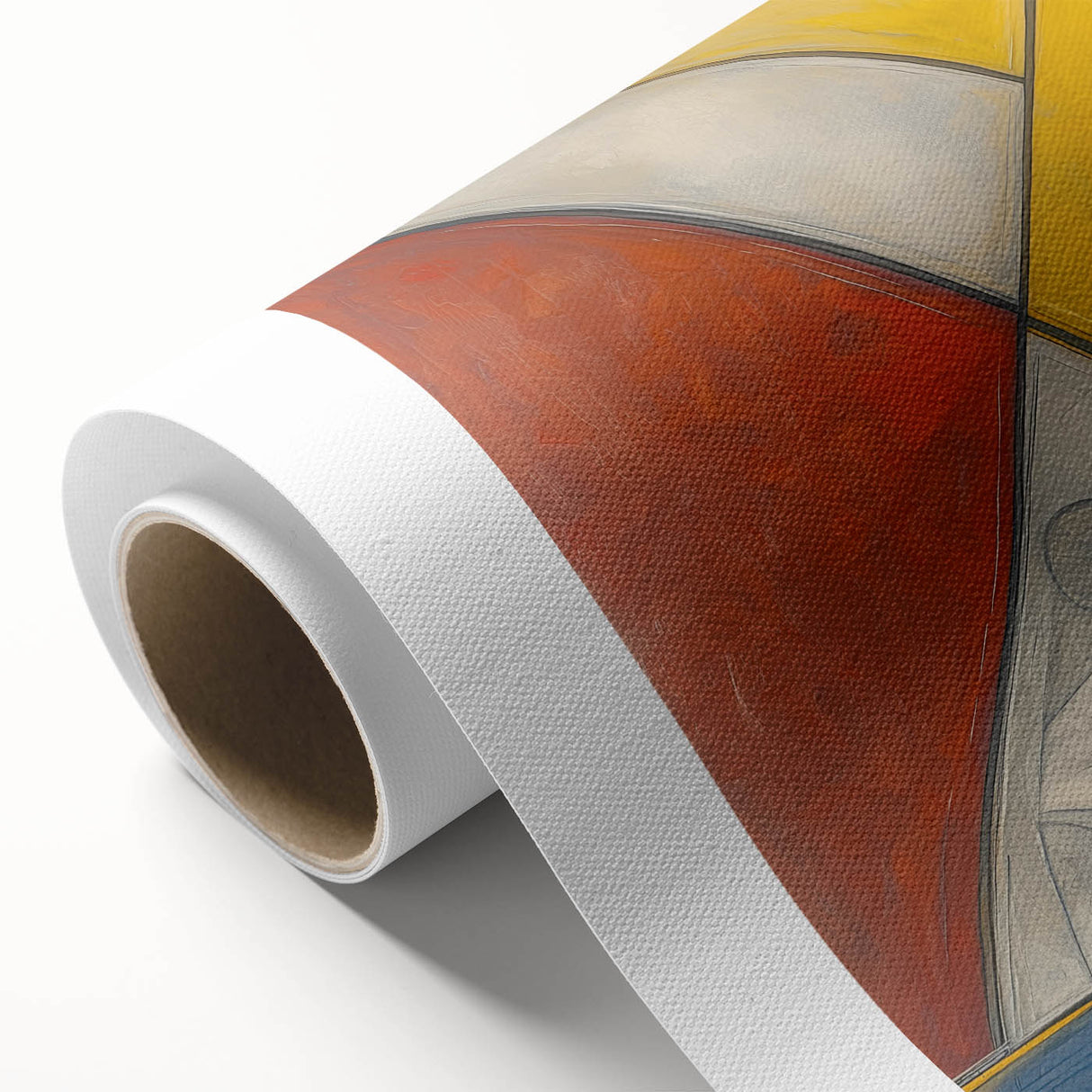 Geometric Abstract Paintings - Red, Yellow & Blue Modern Wall Art