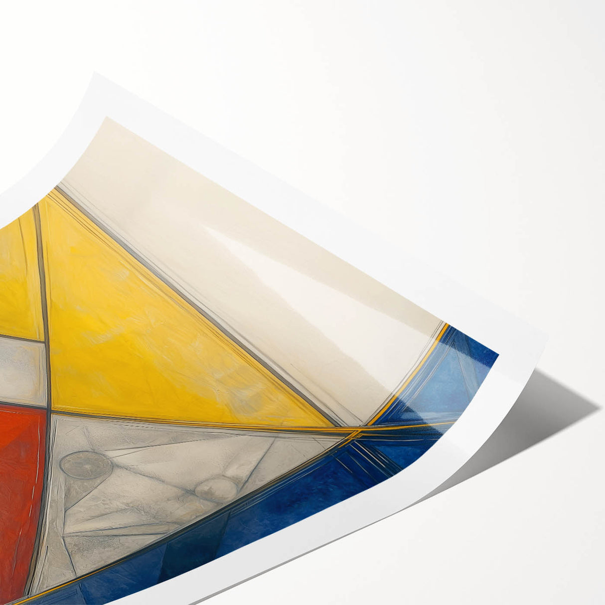 Geometric Abstract Paintings - Red, Yellow & Blue Modern Wall Art