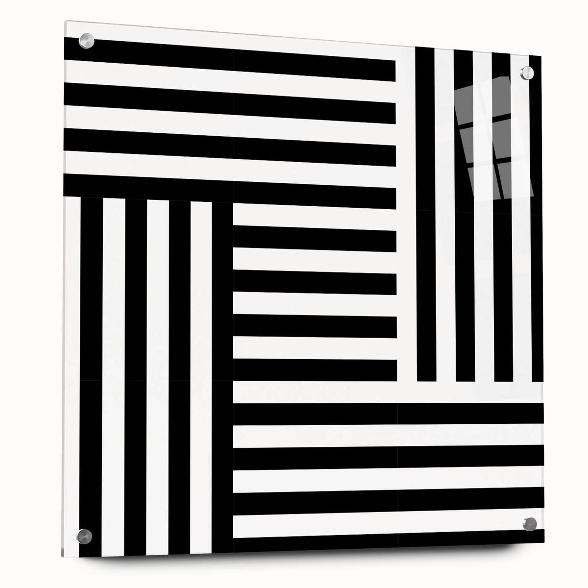 Modern Geometric Abstract Wall Art - Black and White Line Art